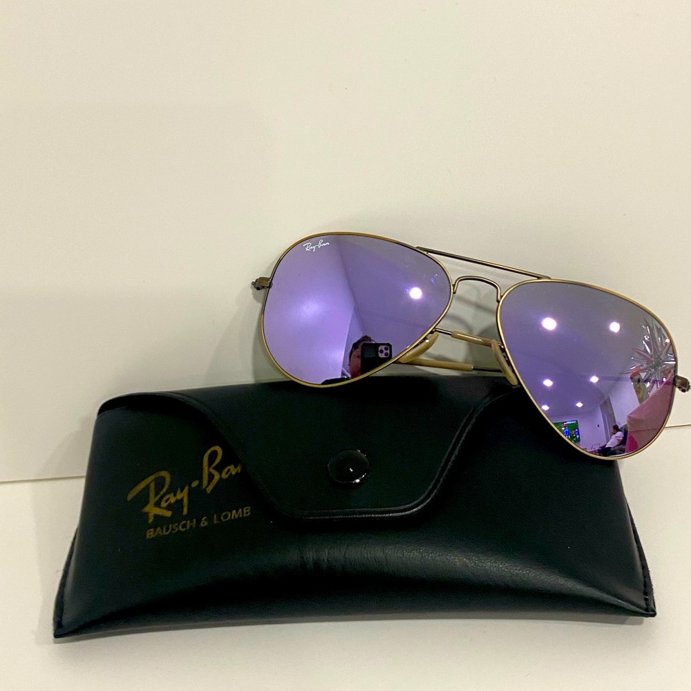Ray-Ban purple reflective mirror aviator glasses